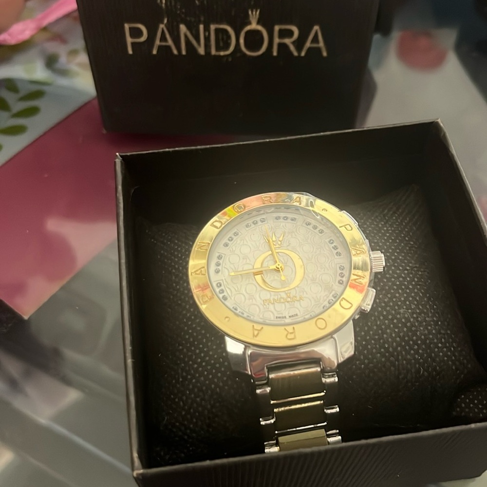 Pandora gold and silver watch.